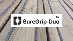 timber deck board with ant-slip strips