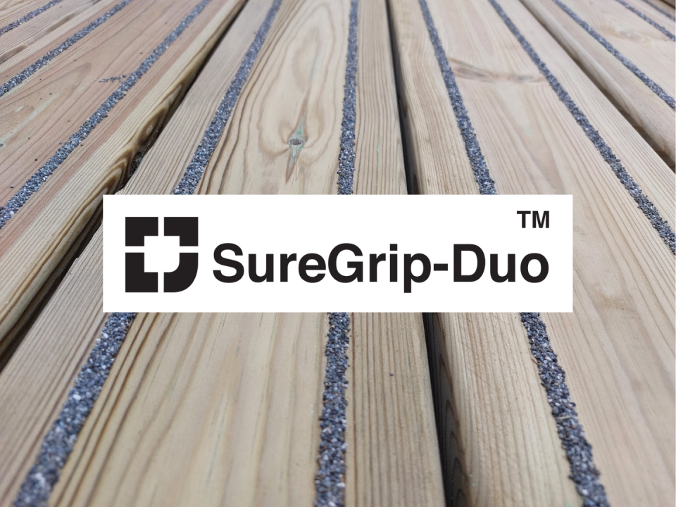 timber deck board with ant-slip strips