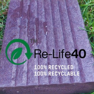 a section of recycled plastic decking board