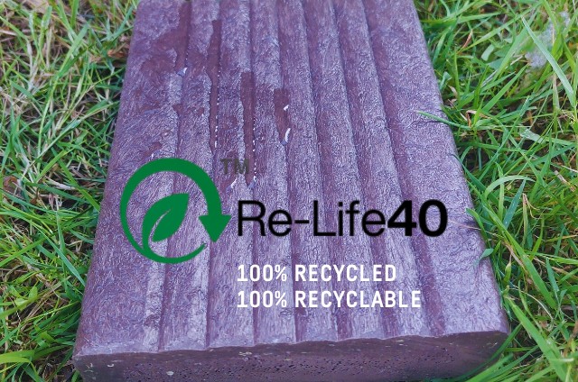 a section of recycled plastic decking board