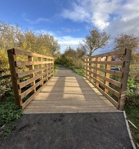 a bridleway bridge made with steel beams and a timber deck. bridge supplied in kit-form