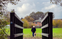 Parish council footbridge over a stream on a public footpath