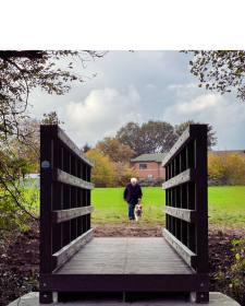 Parish council footbridge over a stream on a public footpath