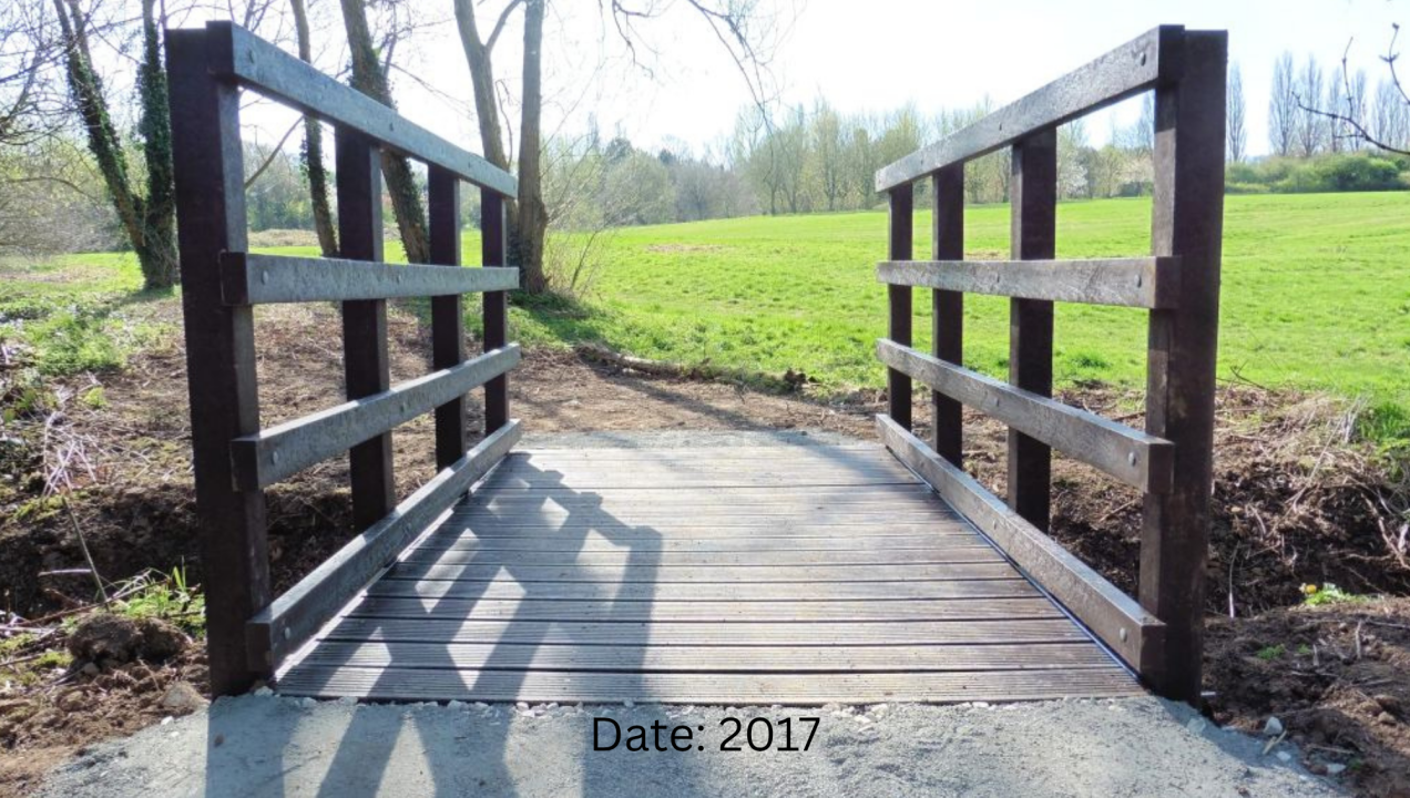 Recycled plastic deckboards on a pedestrian bridge supplied by Bison Bridges
