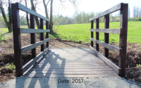 Recycled plastic deckboards on a pedestrian bridge supplied by Bison Bridges
