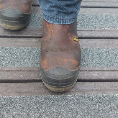 slip resistant surface on recycled plastic deck boards used on a boardwalk