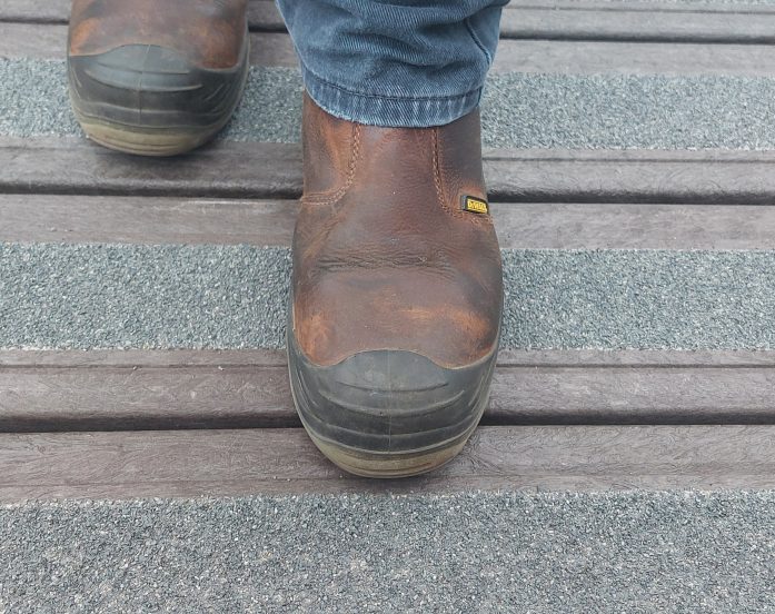 slip resistant surface on recycled plastic deck boards used on a boardwalk