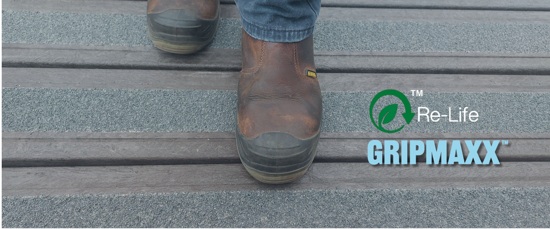 recycled plastic deck boards on a bridge with high grip surface - Gripmaxx