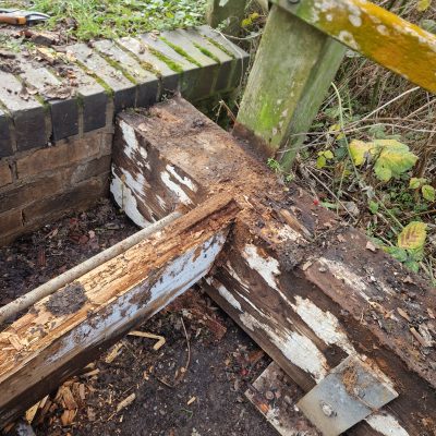 Rotting timber bridge beams