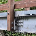 Spliced galvanised steel beam for a Bison pedestrian bridge, supplied in sections that bolt together on site